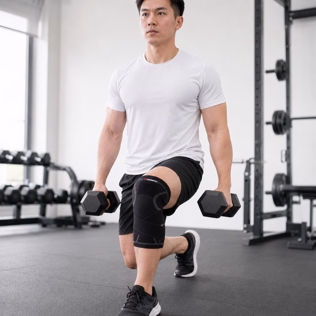 Bó gối GoodFit GF511K 5 Thiết kế 2 trong 1: băng gối và dây đai quấn ngoài