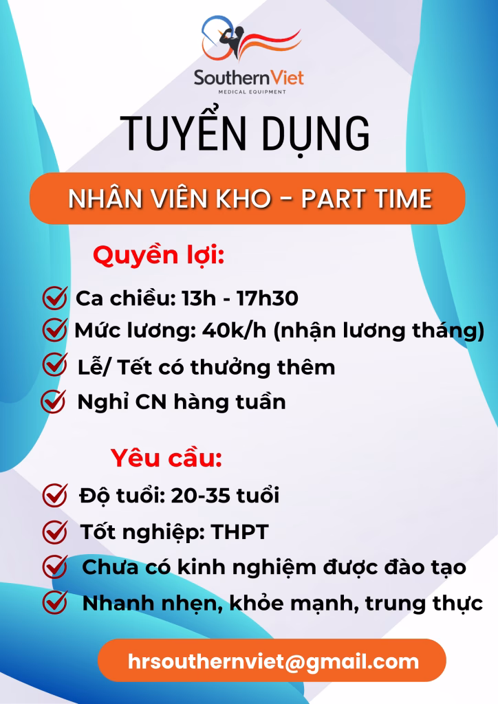 Tuyển dụng nhân viên Kho Part Time ngày 8/11/2025 1 Tuyển dụng nhân viên kho part time ngày 8/11/2025