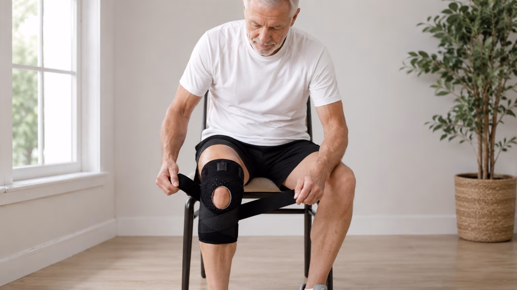 Bó Gối Trợ Lực Dành Cho Người Cao Tuổi 7 Bó gối trợ lực có thanh lò xo hỗ trợ hai bên