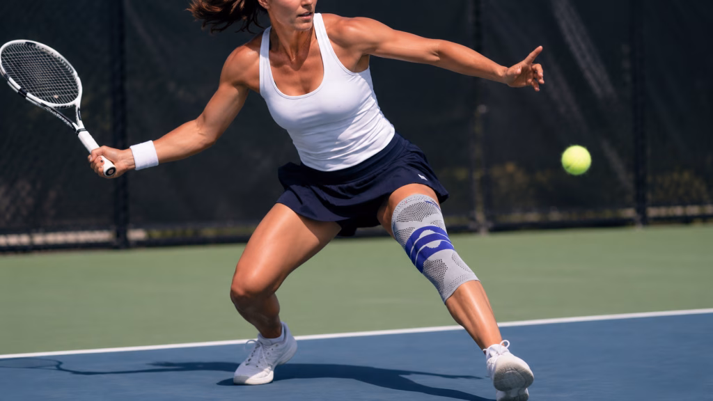Bó Gối Tennis Giá Sỉ TPHCM 7 Giúp ổn định khớp gối khi khuỵu gối, xoay người và đánh bóng
