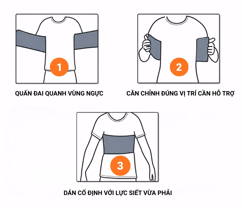 Cách Đeo Đai Cố Định Xương Sườn Đúng Cách 8 Cách đeo, lưu ý về đai cố định xương sườn