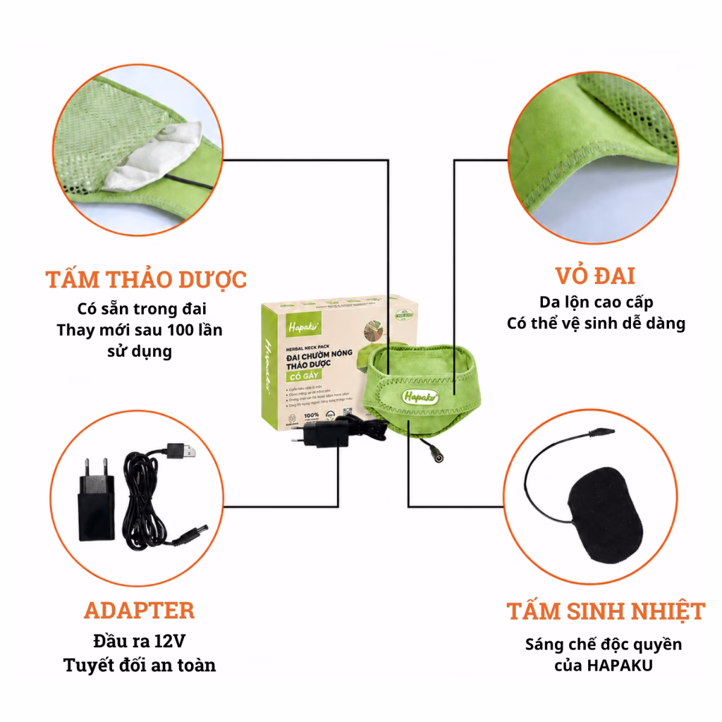 Đai chườm nóng cổ - gáy Hapaku 9 Thiết kế đai chườm nóng cổ - gáy Hapaku