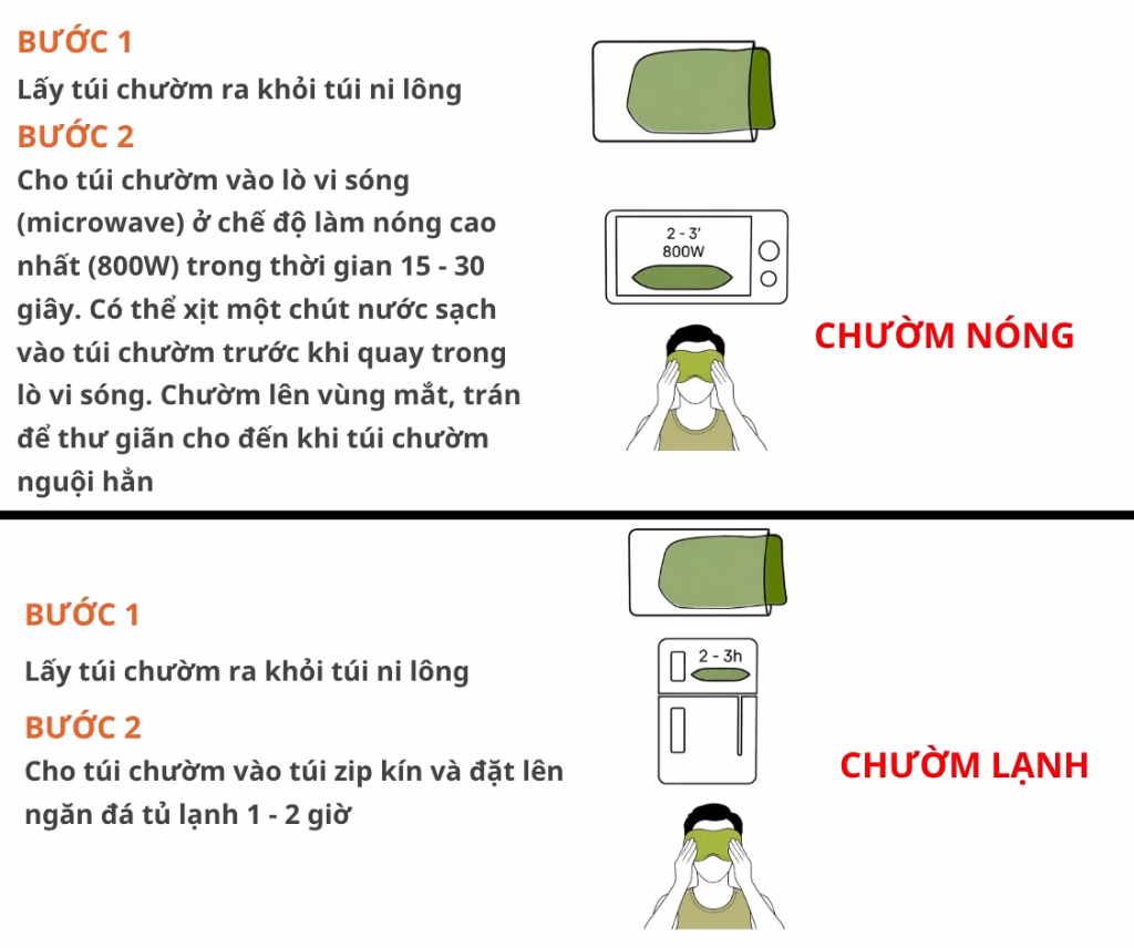 Cách sử dụng, lưu ý túi chườm thảo dược mắt Hapaku