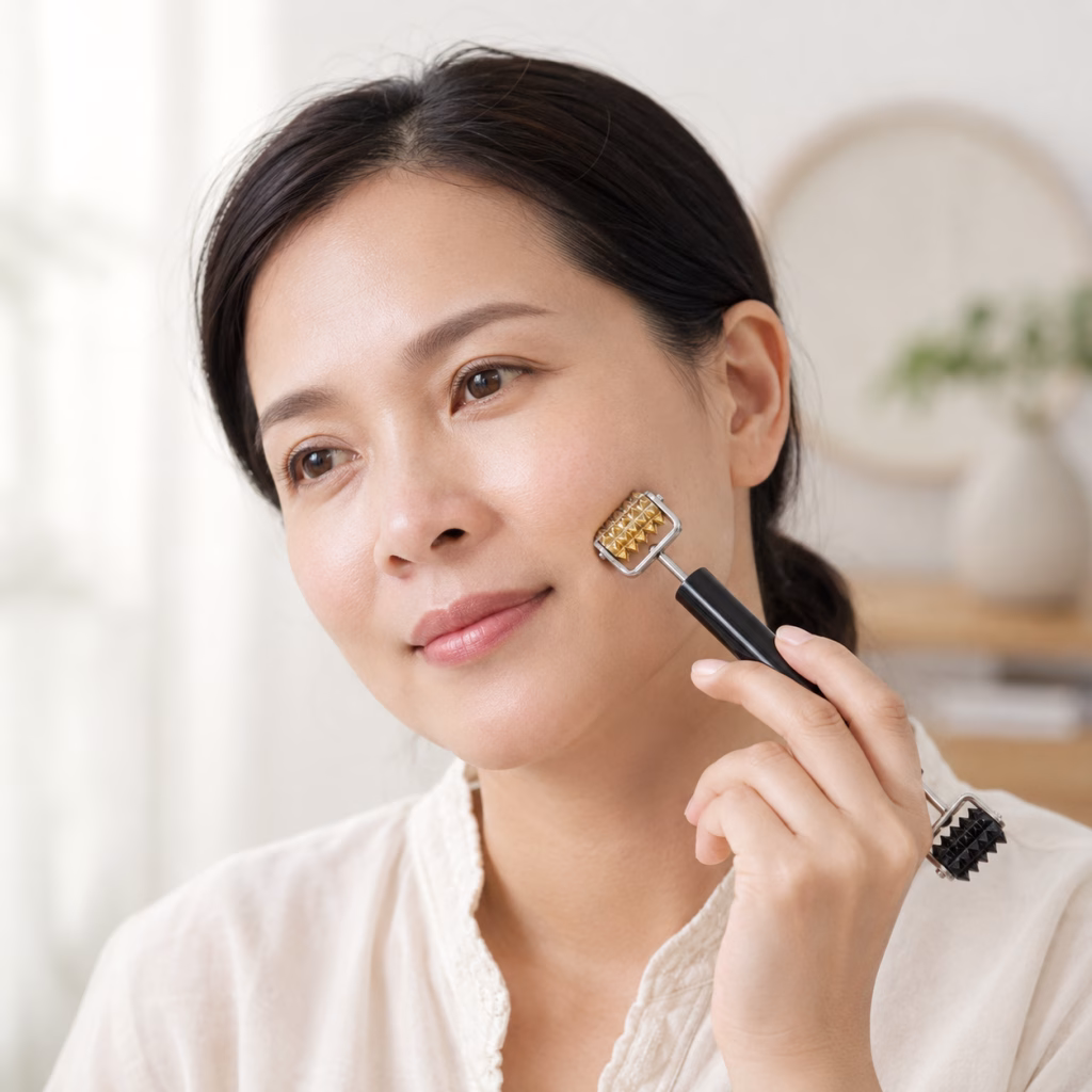 DC81 - Đồng + Sừng Diện Chẩn | Hai Đầu Lăn Gai Hình Trụ 5 Vùng mặt