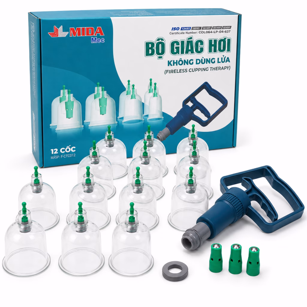 Bộ Giác Hơi Không Dùng Lửa MIDA 12 Ly 3 Đặc điểm nổi bật của Bộ Giác Hơi Không Dùng Lửa MIDA 12 Ly