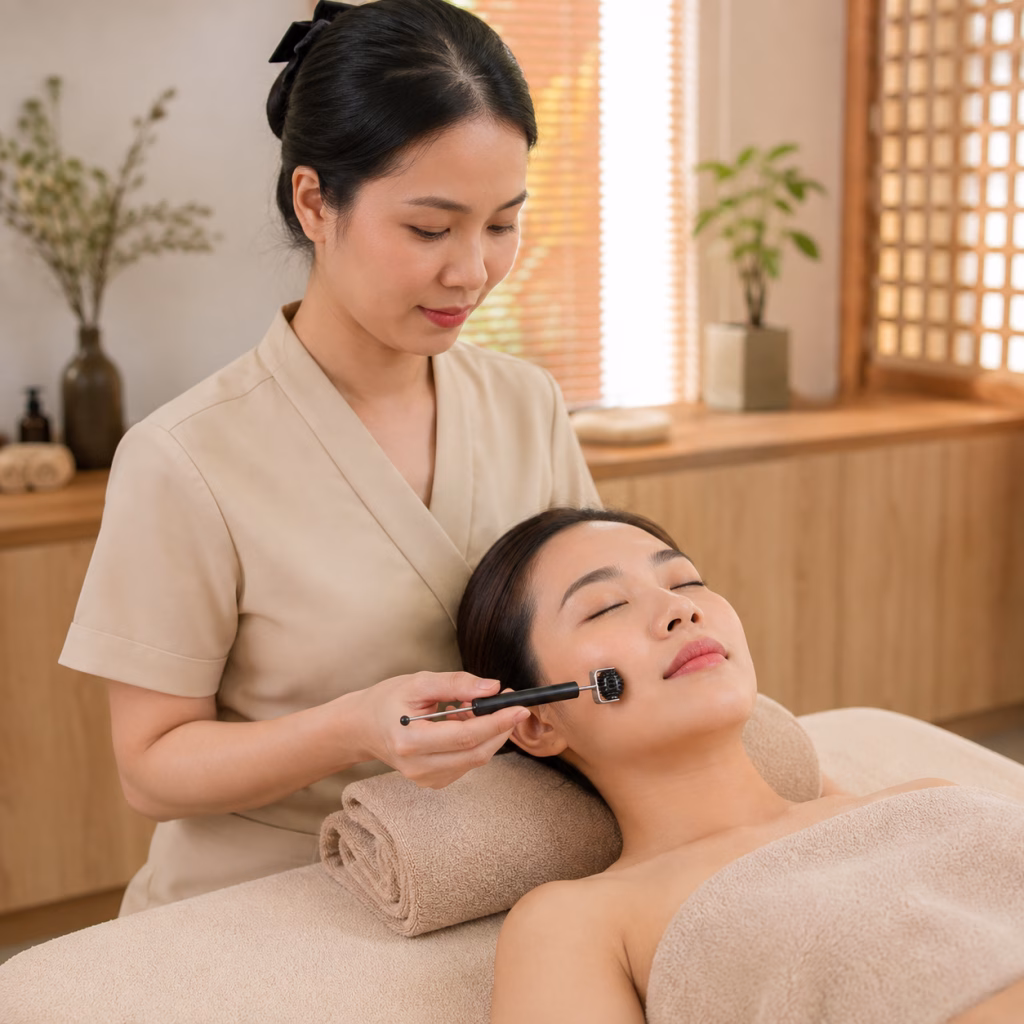 DC33 – Thanh Lăn Cầu Sừng + Dò Hạt Diện Chẩn Nhỏ Gọn 13 cm 6 Spa/phòng trị liệu