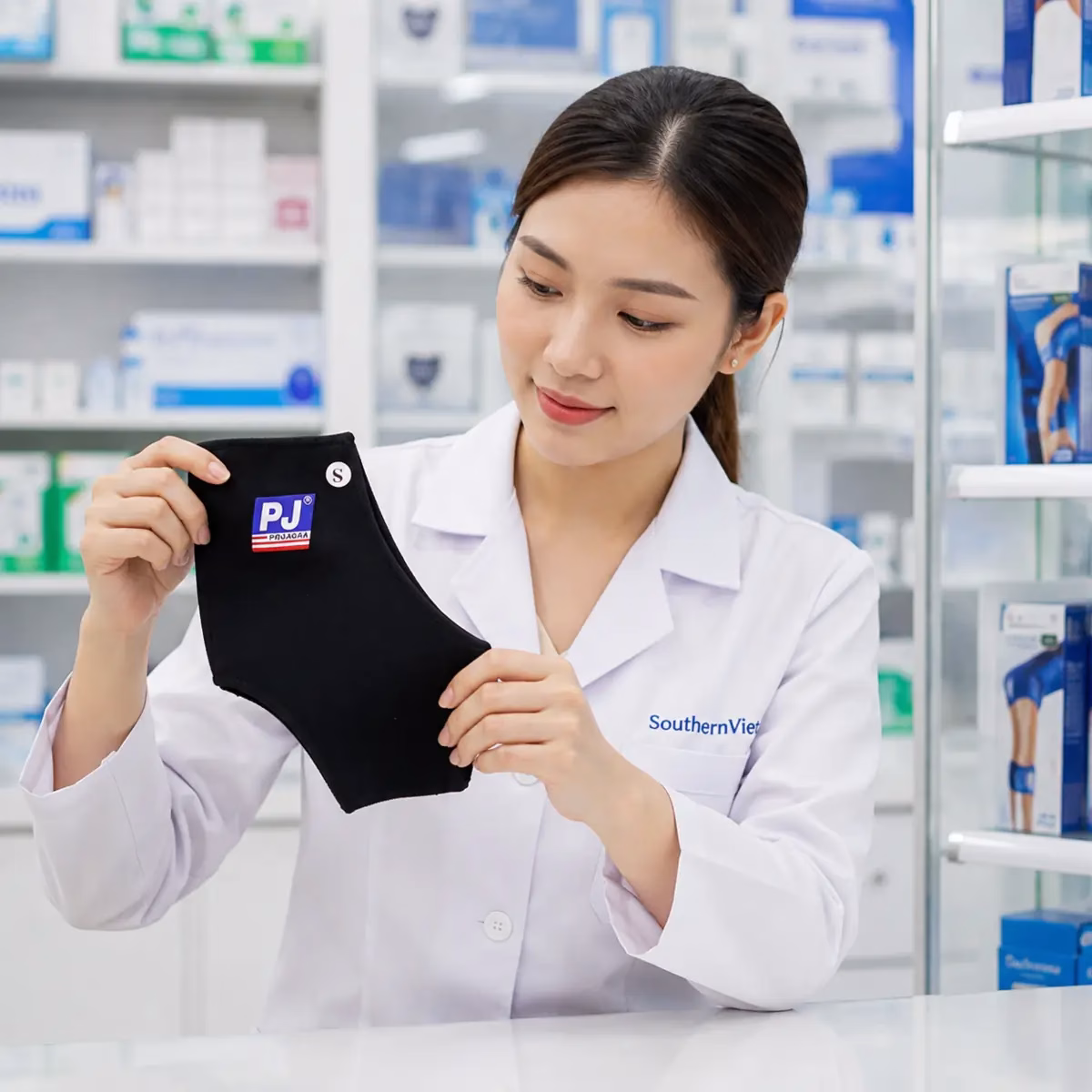 Băng Bảo Vệ Cổ Chân Loại Dán PJ 704 8 Nhân viên SouthernViet kiểm tra băng bảo vệ cổ chân PJ 704