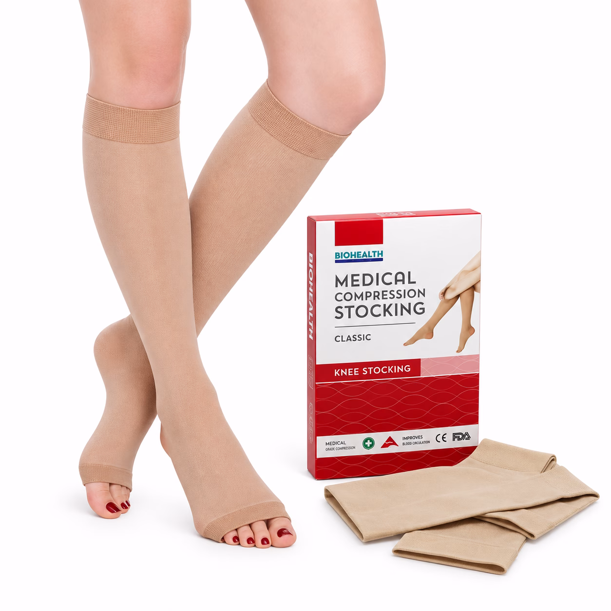 Vớ tĩnh mạch BioHealth gối 1 Vớ tĩnh mạch BioHealth gối hở ngón
