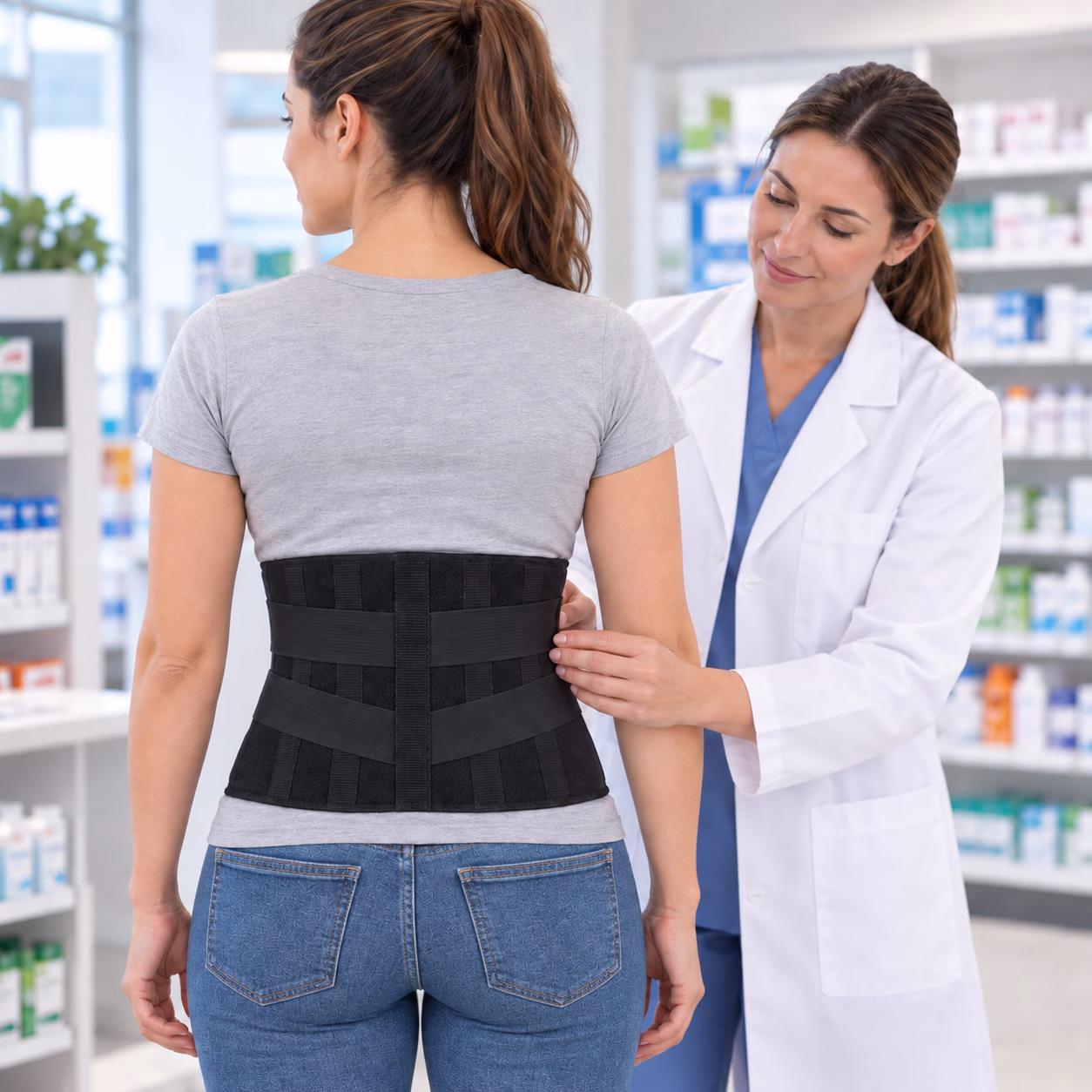 Đai cột sống L1 TY Sport 5 Nhân viên blouse trắng tư vấn đai cột sống L1 TY Sport