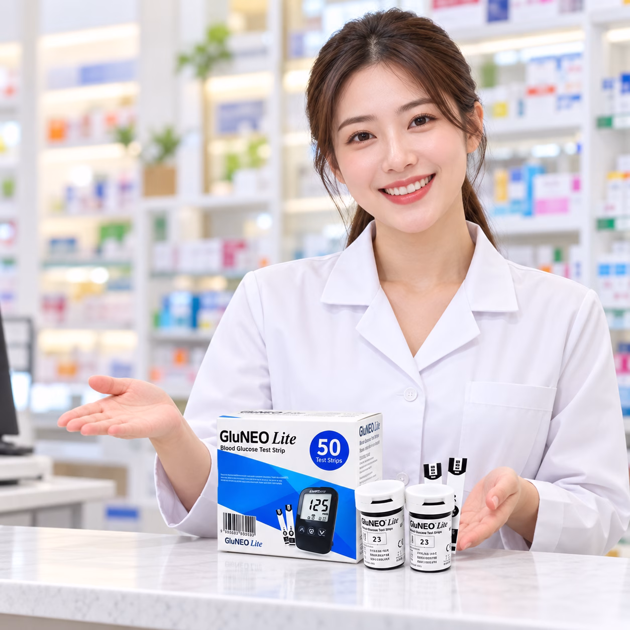 Que thử đường huyết GluNeo Lite 5 Que thử đường huyết GluNeo Lite tại nhà thuốc