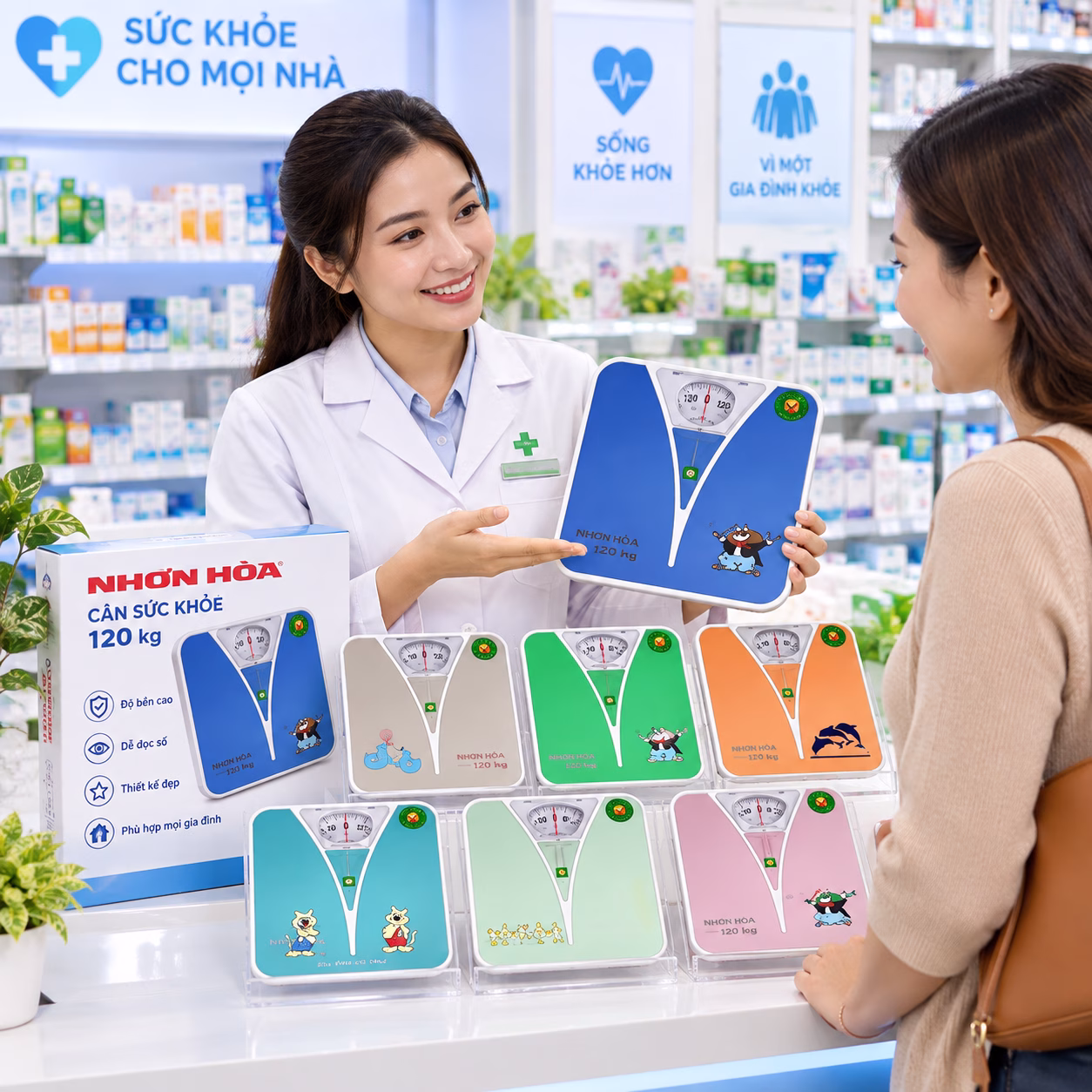 Cân sức khỏe Nhơn Hòa 120kg 6 Cân sức khỏe Nhơn Hòa 120kg nhiều màu