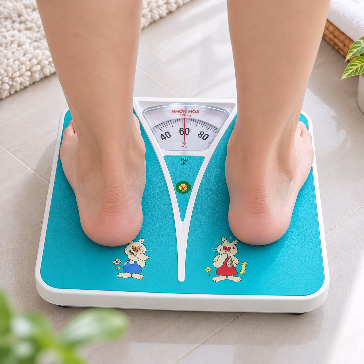 Cân sức khỏe Nhơn Hòa 120kg 4 Cận cảnh người dùng cân sức khỏe Nhơn Hòa 120kg tại nhà