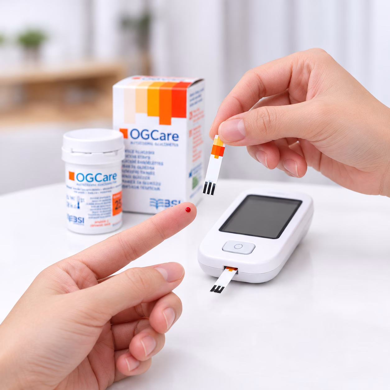Que thử đường huyết OGCare 25 que 5 Minh họa sử dụng que thử đường huyết OGCare